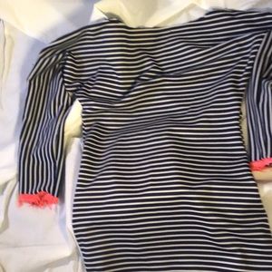 Striped spandex ,simple piped with hot pink.